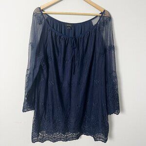2/$30 Alyx Navy Embroidered Top 2X